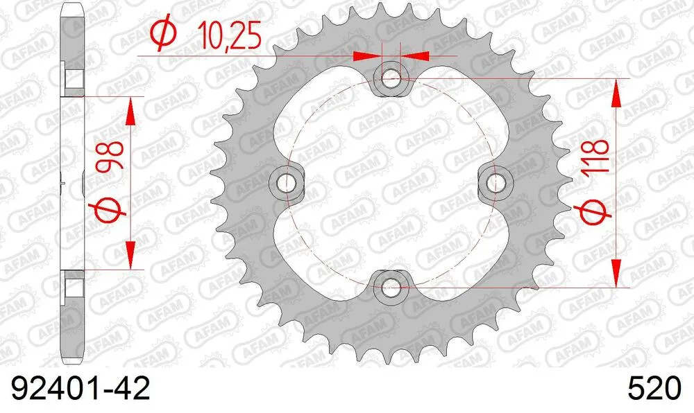 92401-42 AFAM Kettensatz Stahl 520 XRR3-G 14x42 - Can Am DS 450 2008-12 - 09251900