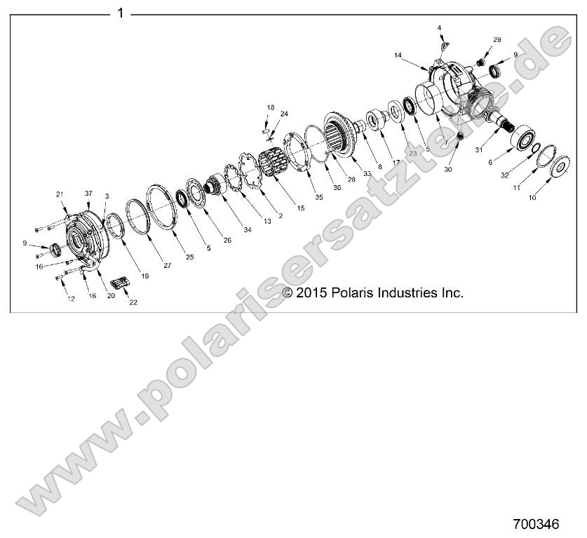 Drive Train, Front Gearcase Internals (700346) Drive Train, Front Gearcase Internals (700346)