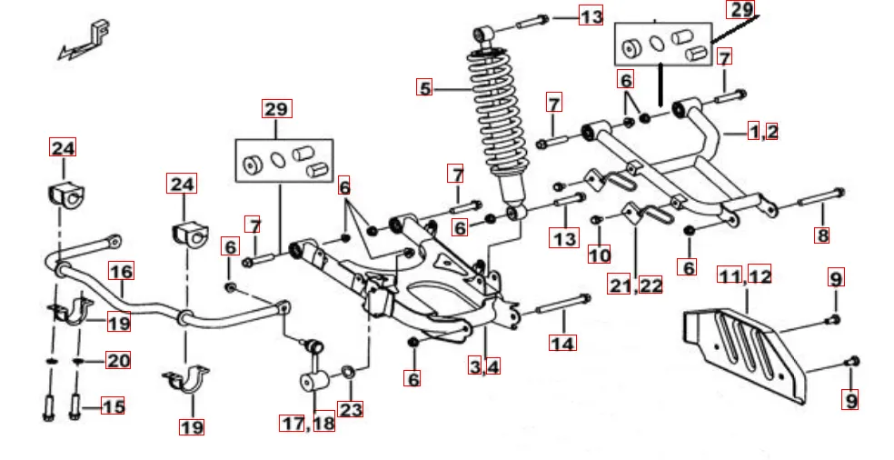Federbein hinten,orange Federbein hinten,orange