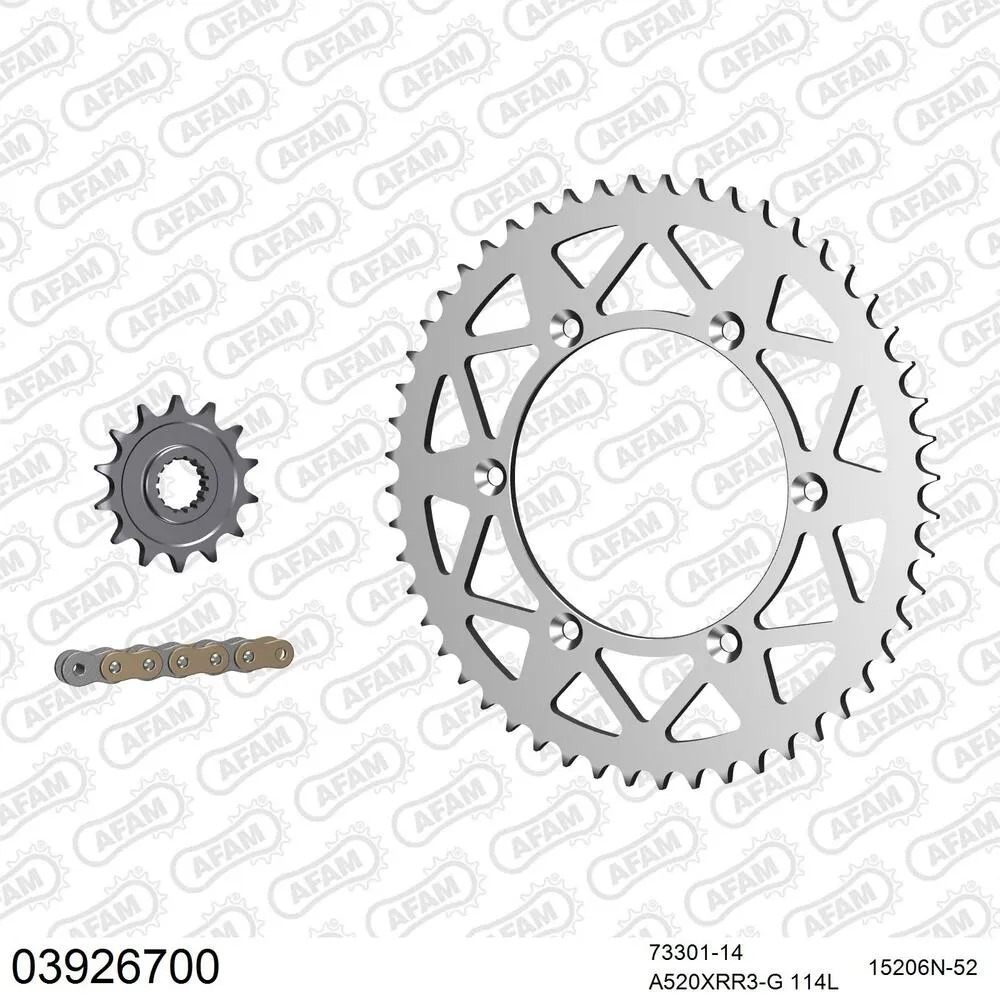 AFAM Kettensatz Aluminium 520 XRR3-G 14x52 - Beta RR 250 Enduro 2005-09 - 03926700