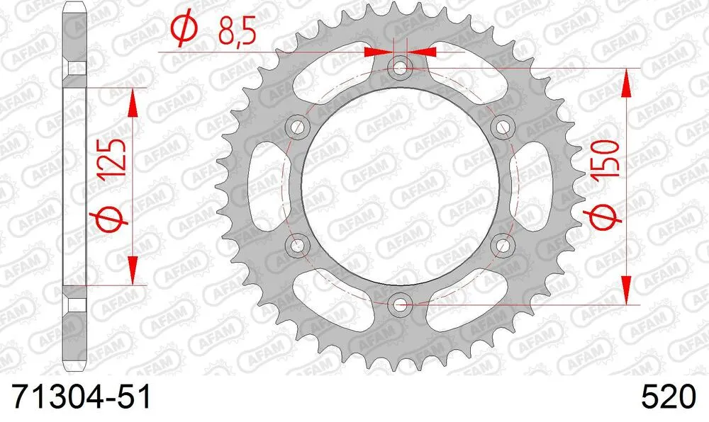 71304-51 AFAM Kettensatz Stahl 520 MR2-G 13x51 - Gasgas MC 125 2020-24 - KIT106771