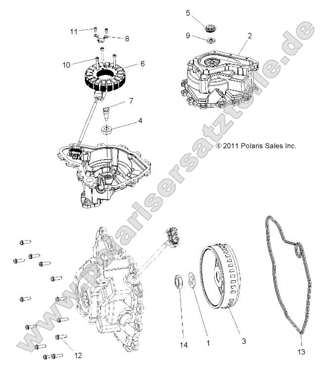 Engine, Stator Cover and Flywheel