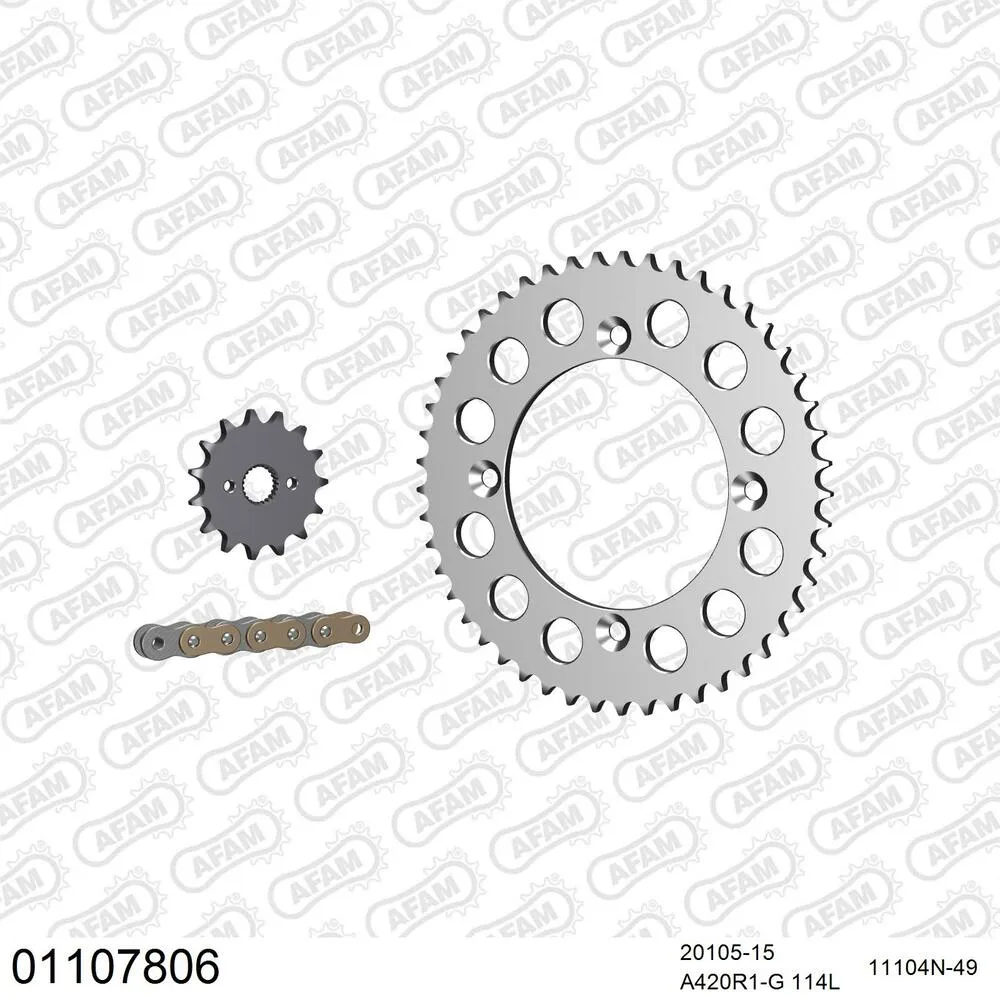 01107806 AFAM Kettensatz Aluminium 420 R1-G 15x49 - Honda CR 80 R 1986 - 01107806