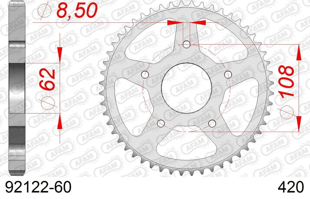 AFAM Kettensatz Stahl 420 R1-G 11x60 - Mh/motor Hispania RYZ 50 Pro Racing Supermotard 2010-12 - KIT