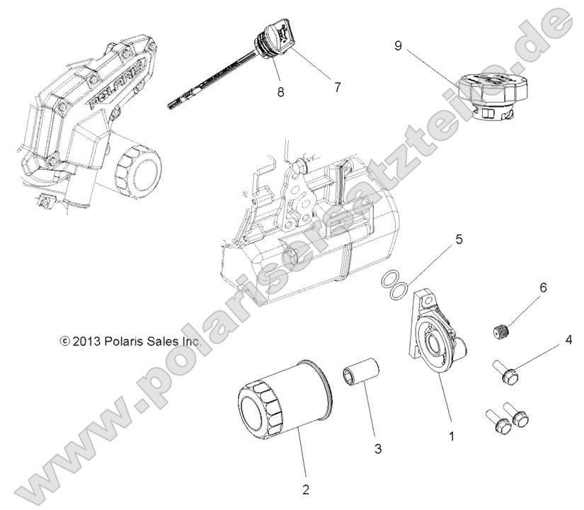 Engine, Oil Filter and Dipstick