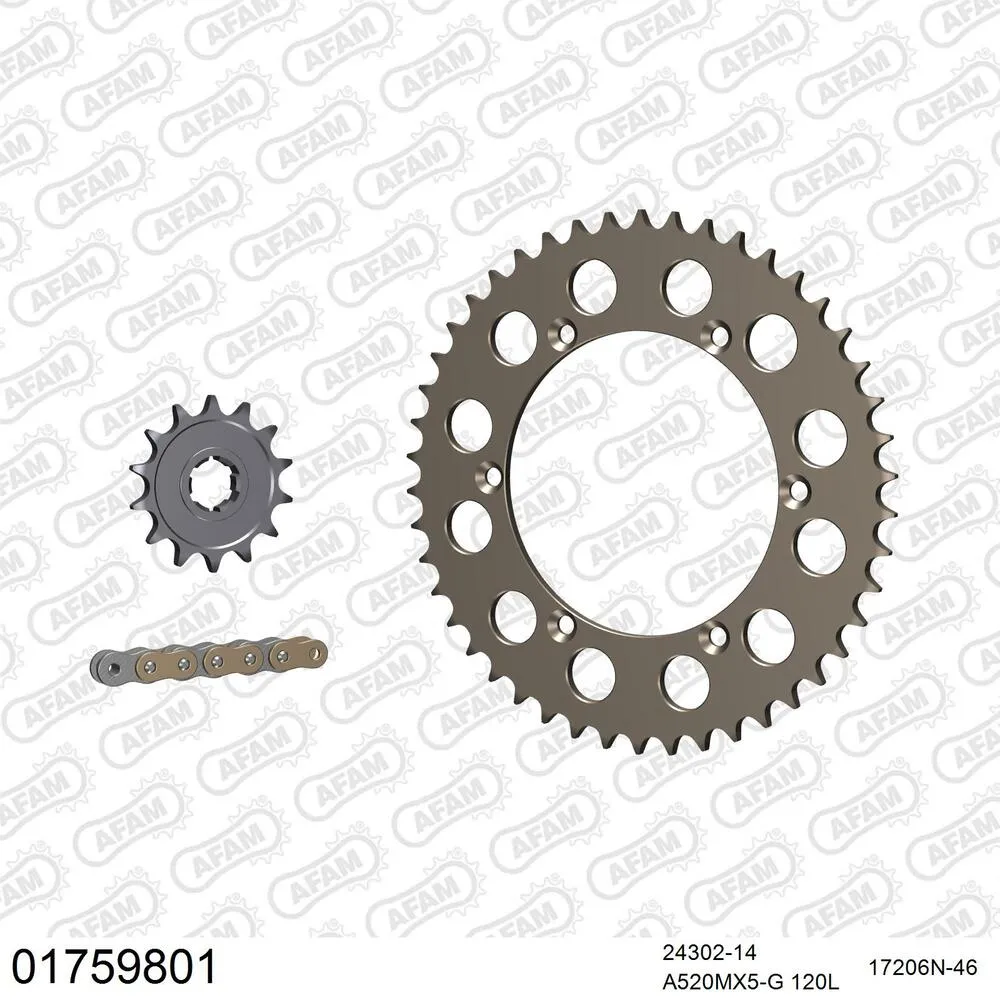 AFAM Kettensatz Aluminium 520 MX6-GG 14x46 - Kawasaki KX 500 1983-84 - 01759801