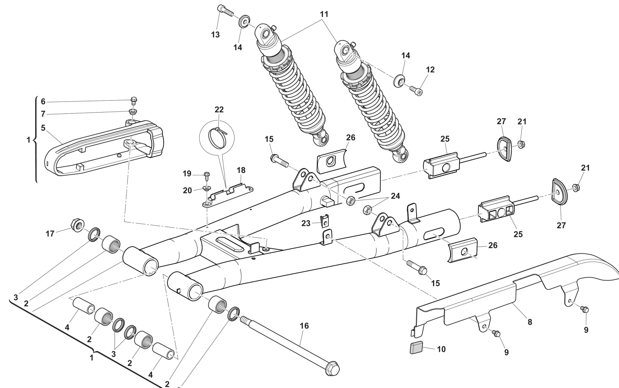 Hinterradschwinge / Stoßdämpfer