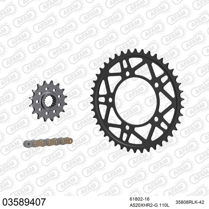 AFAM Racing Kettensatz Stahl 520 XHR2-G 16x42 - Aprilia RSV4 1000 APRC R 2011-14 - 03589407