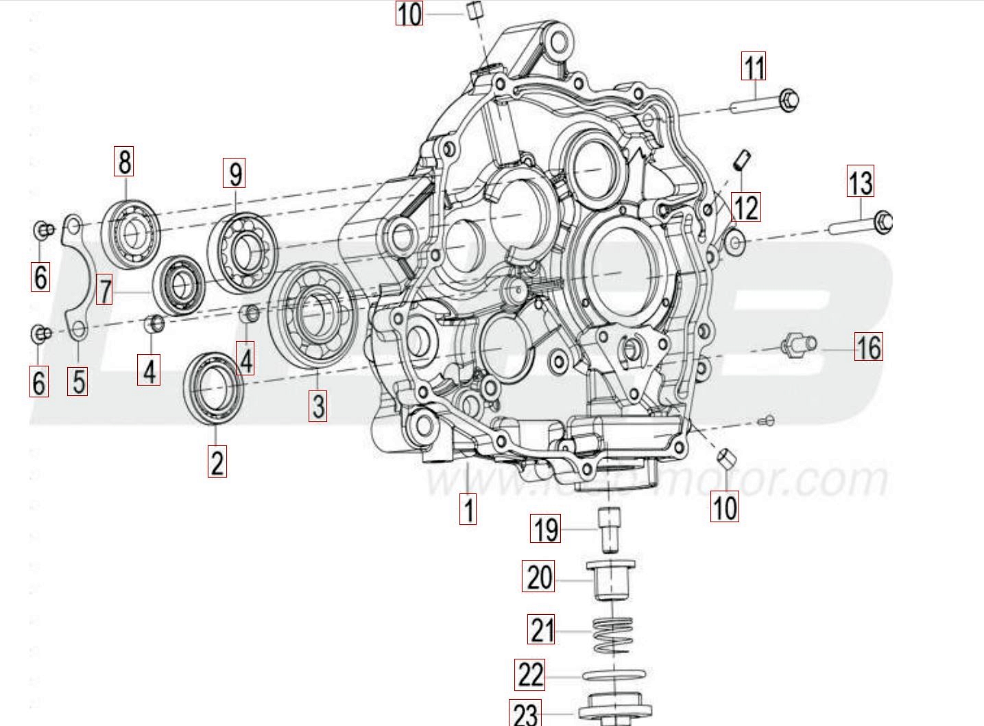 Kurbellwellengehäuse rechts
