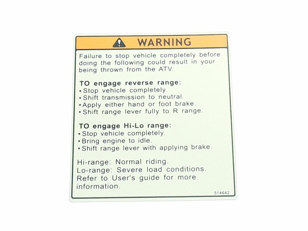 TGB LABEL, SHIFT RANGE. - 514642