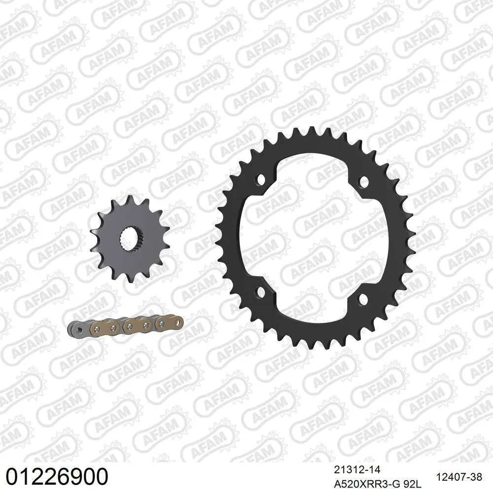 01226900 AFAM Kettensatz Stahl 520 XRR3-G 14x38 - Yamaha YFM 250 R Raptor 2008-13 - 01226900