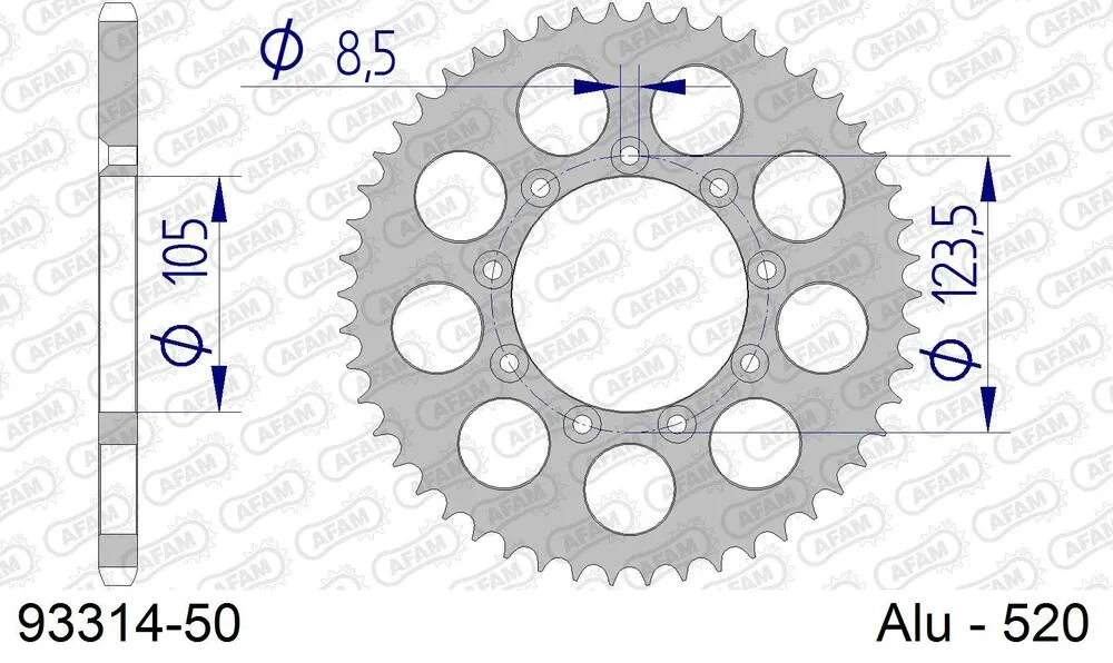 93314-50 AFAM Kettensatz Aluminium 520 XRR3-G 12x50 - T.m. EN 125 Enduro 2012-20 - KIT108551