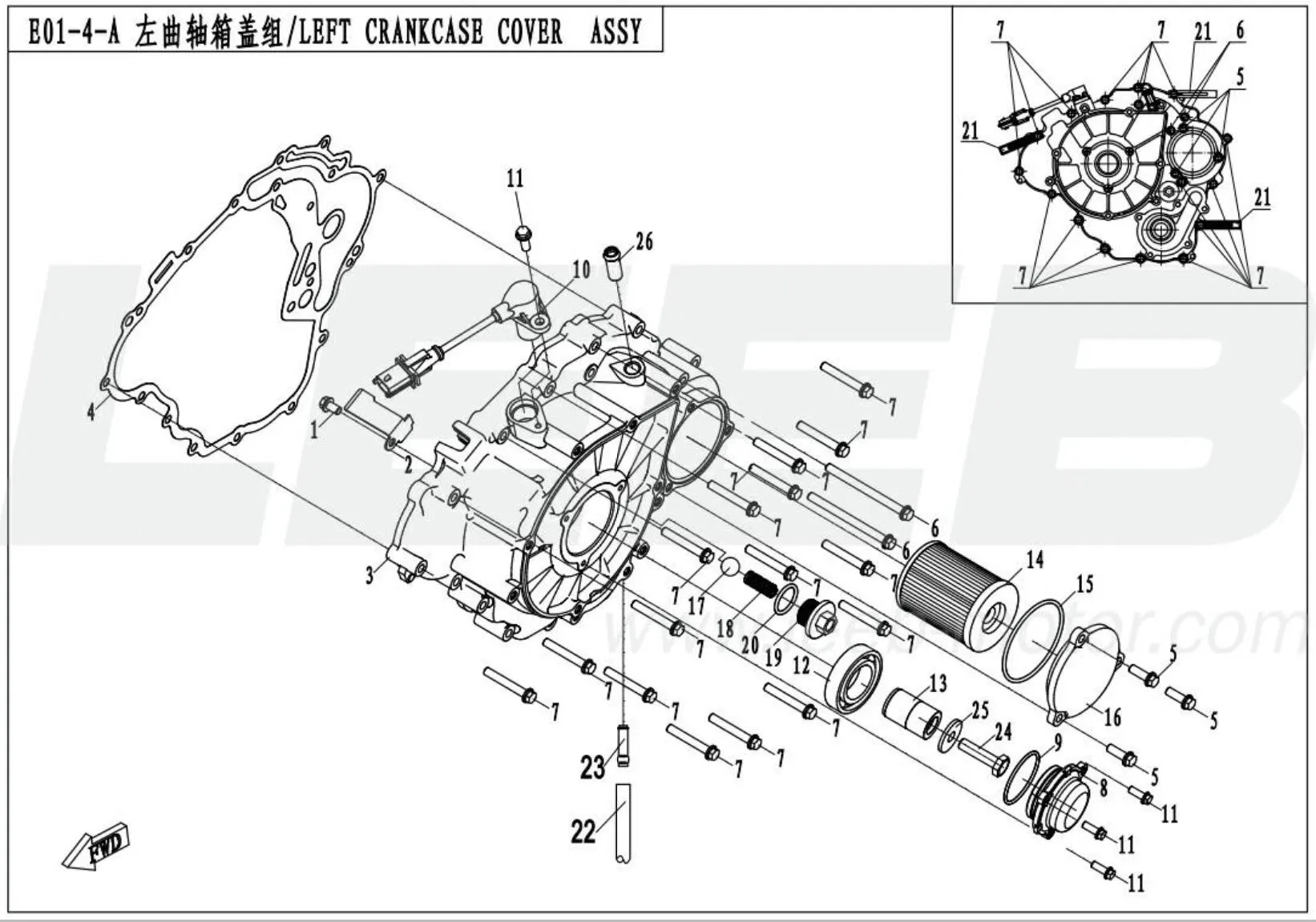 Motorgehäuse links - Ölfilter