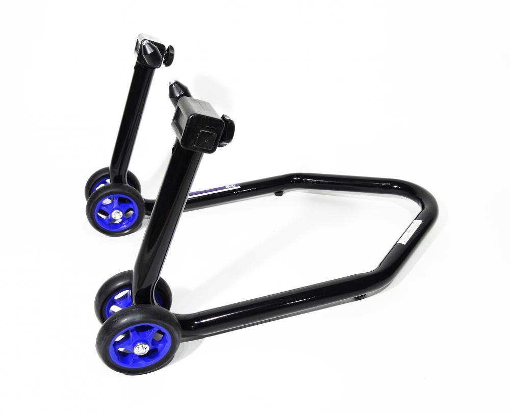 TMP_Vorderrad_Montagestaender_schwarz_blau_mit_Dornaufnahme_6702_1 TMP Vorderrad Montageständer schwarz-blau mit Dornaufnahme