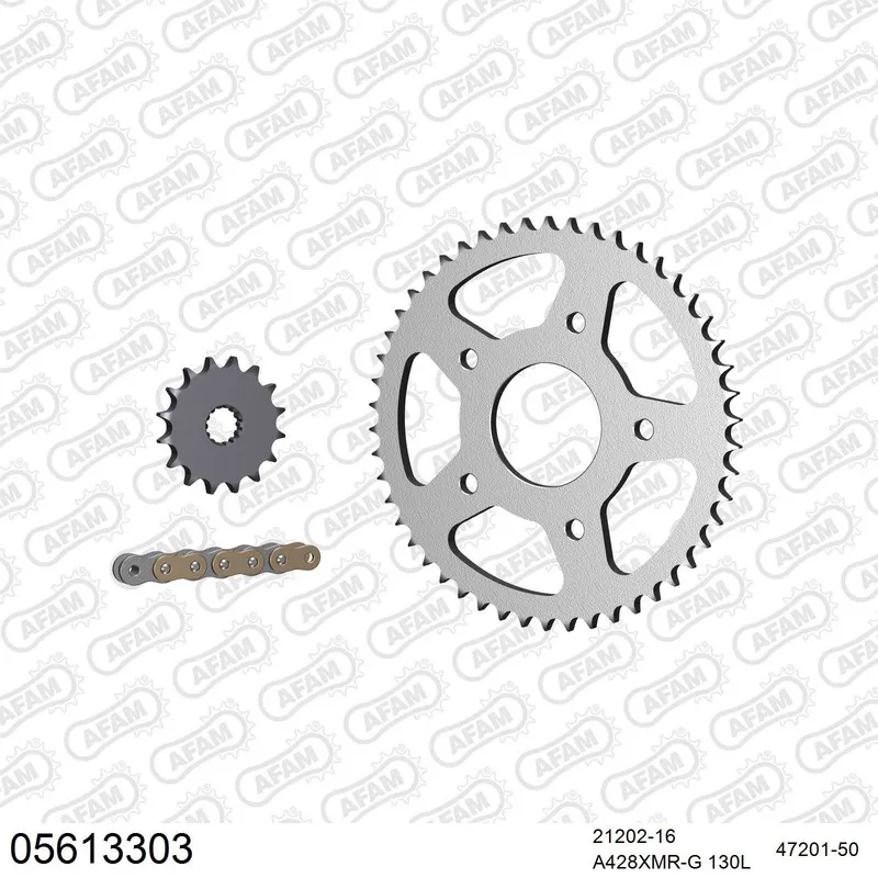 05613303 AFAM Kettensatz Stahl 428 XMR2-G 16x50 - Gilera SC 125 2006-07 - 05613303