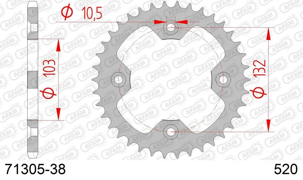 AFAM Kettensatz Stahl 520 XRR3-G 14x38 - KTM SX 450 Quad 2007-12 - KIT107381