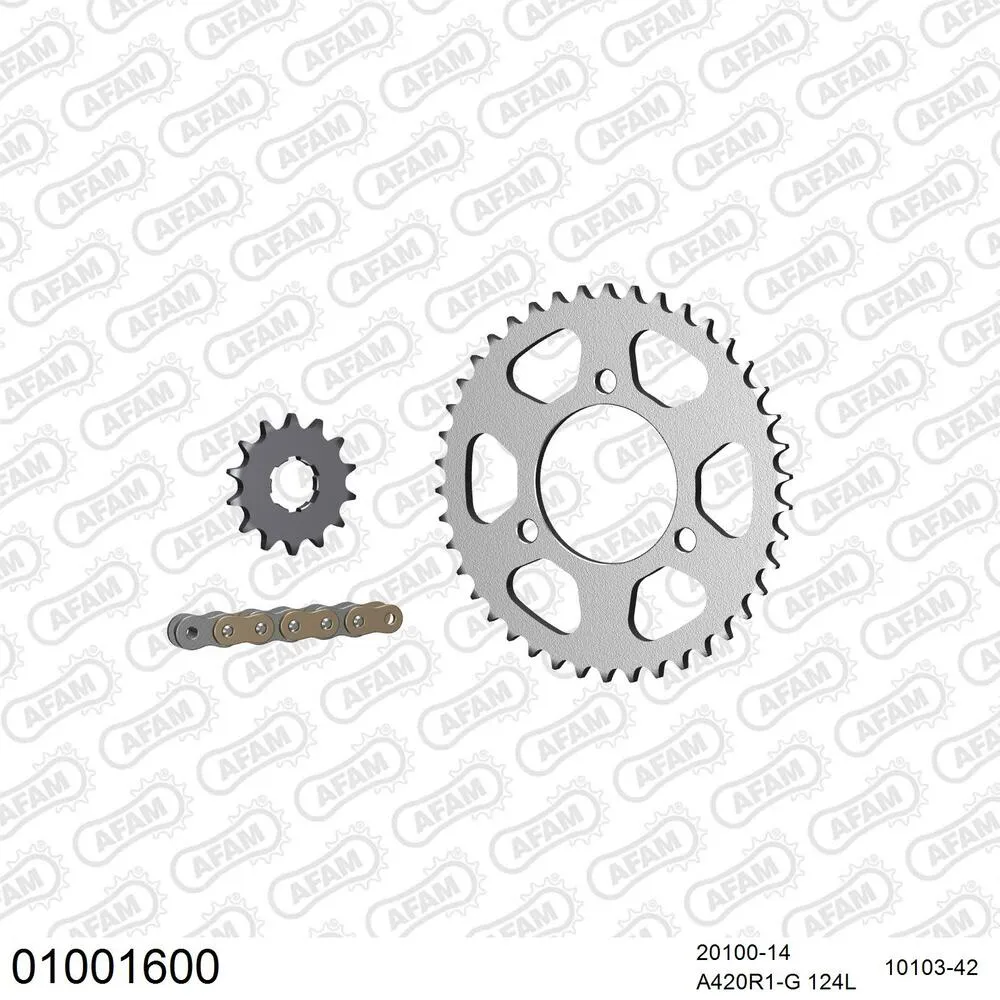 01001600 AFAM Kettensatz Stahl 420 R1-G 14x42 - Honda MTX 50 Automatique France 1984-87 - 01001600
