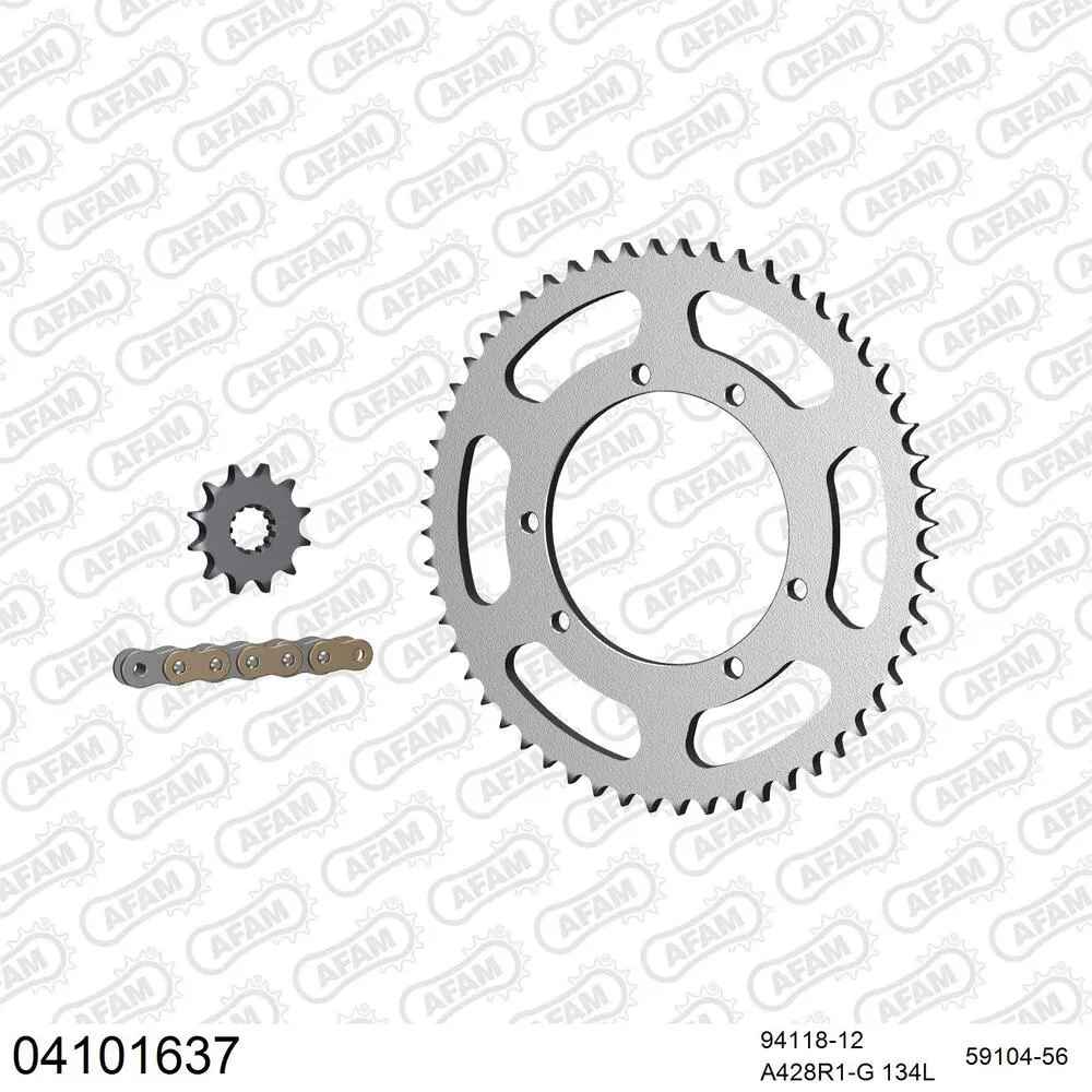 AFAM Kettensatz Stahl 428 R1-G 12x56 - Sherco 50 Supermotard 2002-08 - 04101637