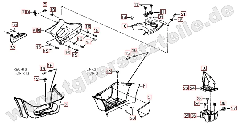 Fussstützen und Tankabdeckung