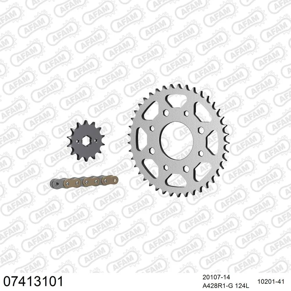 07413101 AFAM Kettensatz Stahl 428 R1-G 14x41 - Kymco 125 R Spike 2000-06 - 07413101