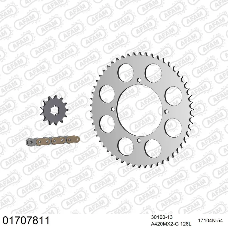 AFAM Kettensatz Aluminium 420 MX2-G 13x54 - Kawasaki KX 80 1989-91 - 01707811