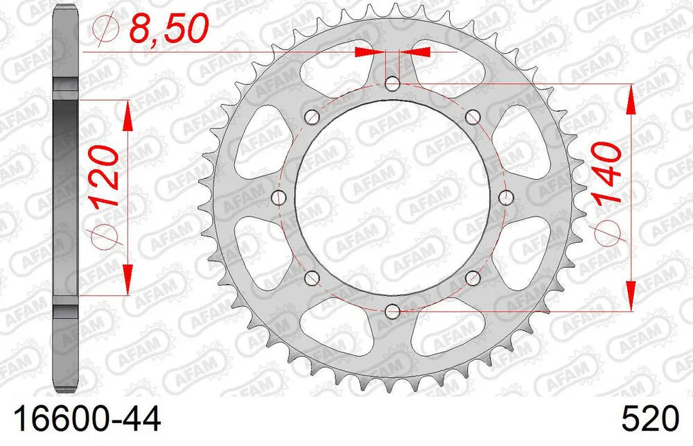 AFAM Kettensatz Stahl 520 XMR3 17x44 - Kawasaki KLE 500 2005-07 - 01659553