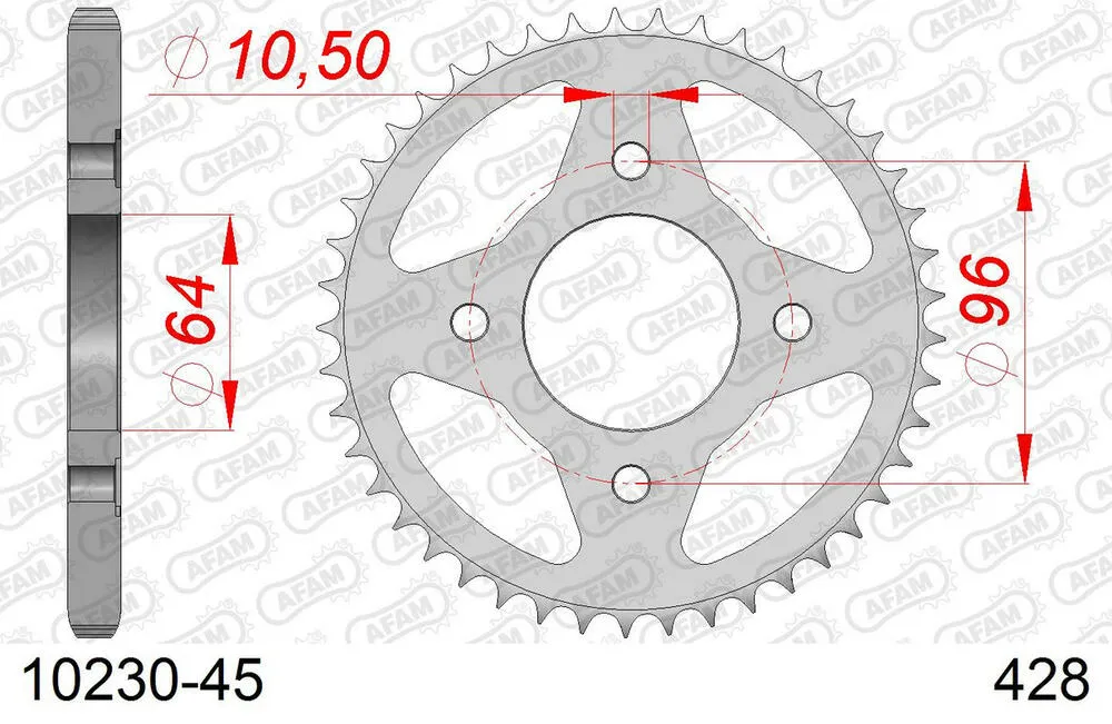 AFAM Kettensatz Stahl 428 R1-G 14x45 - Honda CG 125 ES 2004-08 - 01013138