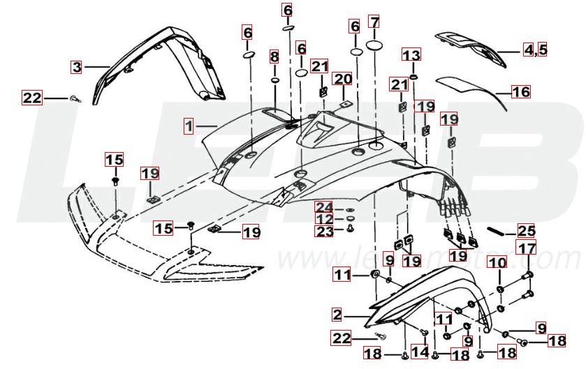 Frontverkleidung rot