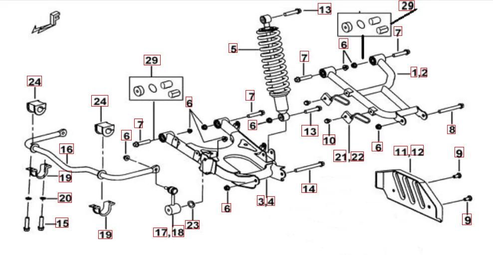 Federbein hinten (orange)