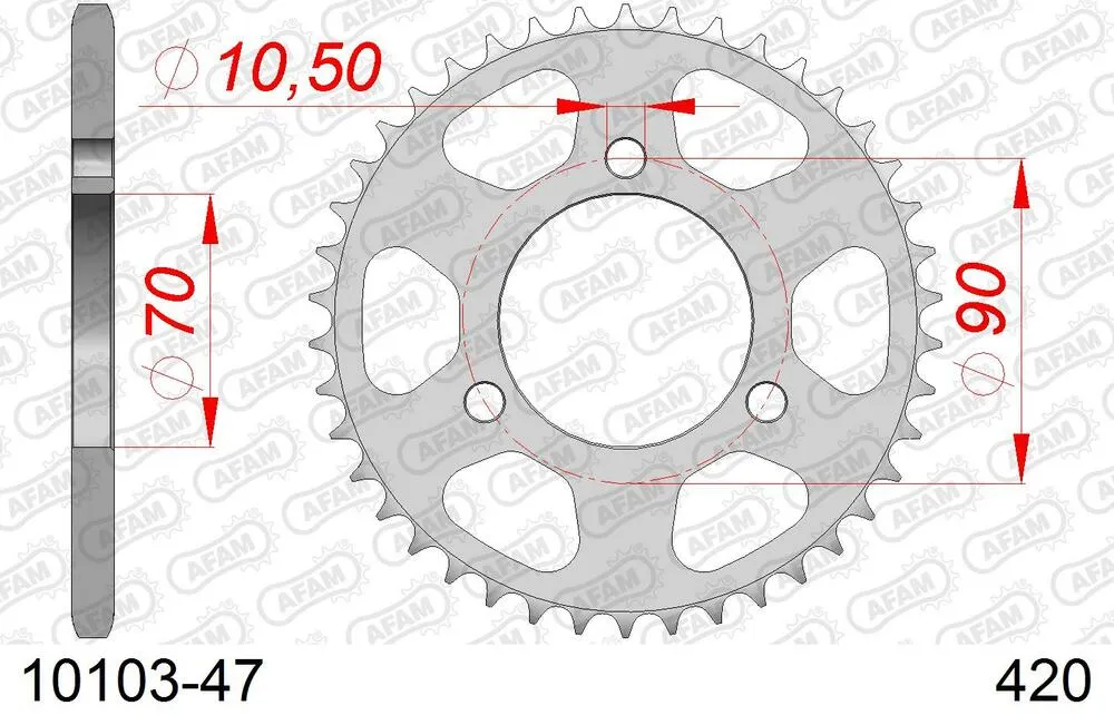 10103-47 AFAM Kettensatz Stahl 420 R1-G 13x47 - Honda MTX 50 R 1983 - 01001602