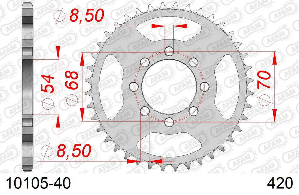 AFAM Kettensatz Stahl 420 R1-G 13x40 - Honda C 50 1975-80 - 01001104