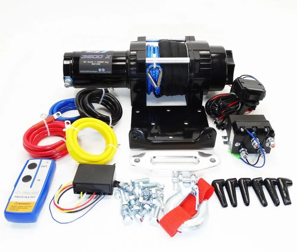 TMP Seilwinde 3500 X - 1588 kg - 12V - Synthetikseil + Funk Fernbedienung