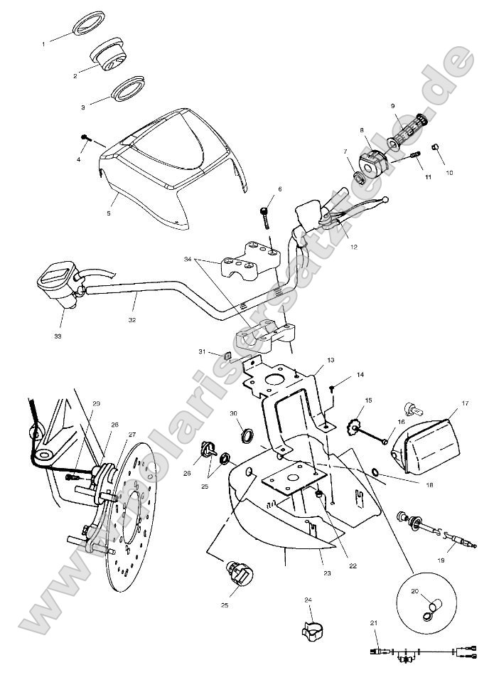 Handlebar and Headlight Pod Handlebar and Headlight Pod