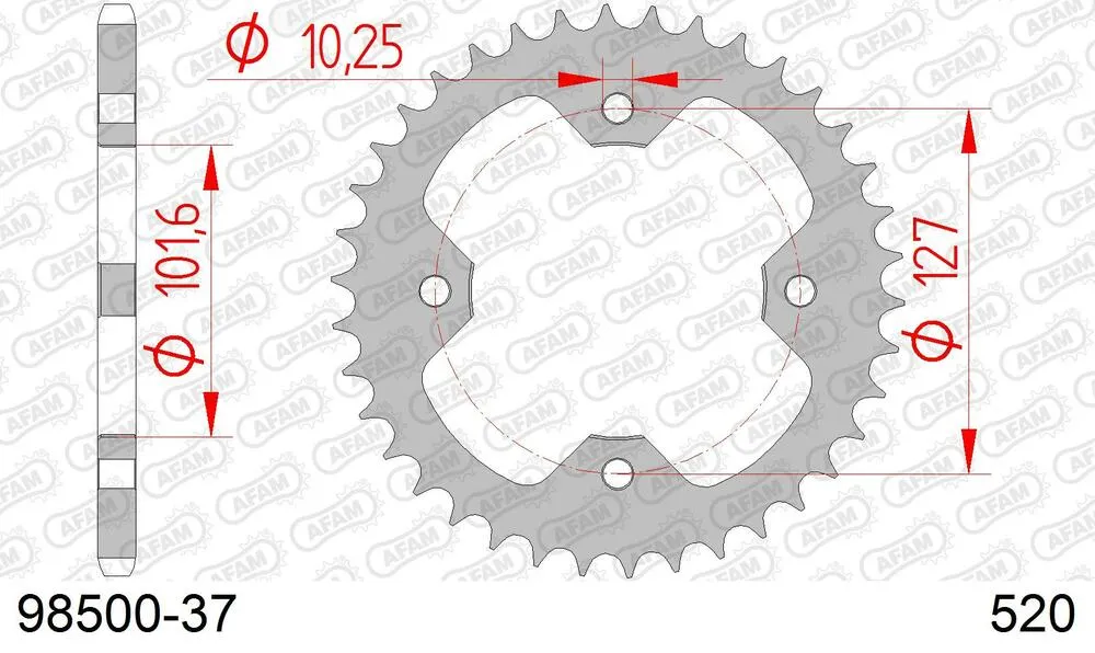 AFAM Kettensatz Stahl 520 XRR3-G 14x37 - Polaris 500 TLD Predator 2003-04 - 09859901