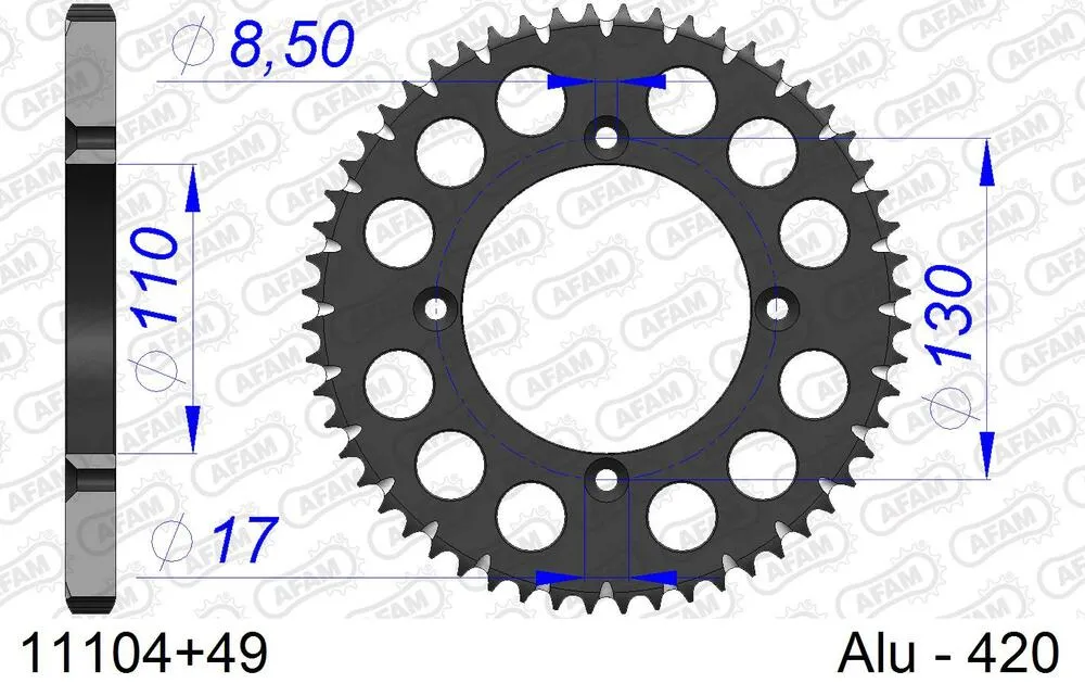 AFAM Kettensatz Aluminium 420 MX2-G 15x49 - Honda CR 80 R 1996-02 - AB01107809