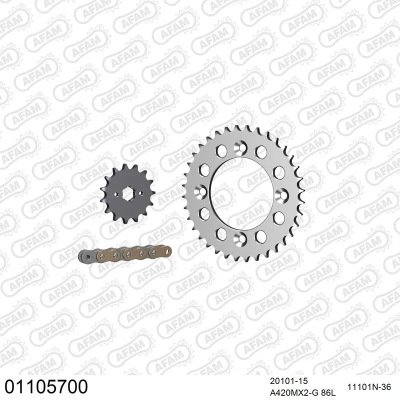 AFAM Kettensatz Aluminium 420 MX2-G 15x36 - Honda XR 70 R 1997-99 - 01105700