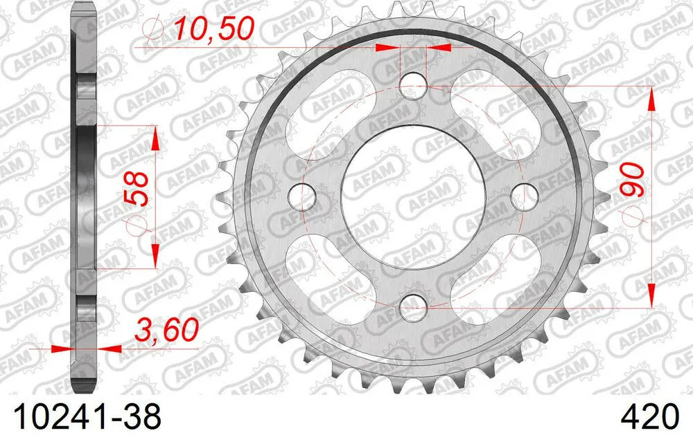 10241-38 AFAM Kettensatz Stahl 420 R1-G 15x38 - Honda MSX 125 A Grom ABS 2021-24 - 01013109
