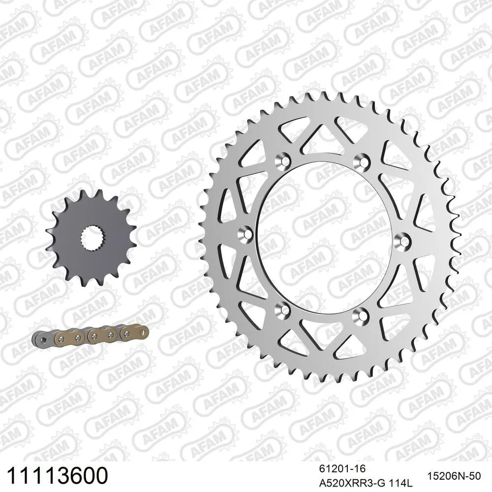 11113600 AFAM Kettensatz Aluminium 520 XRR3-G 16x50 - Hm-honda CRE 125 RR Baja 2011-16 - 11113600