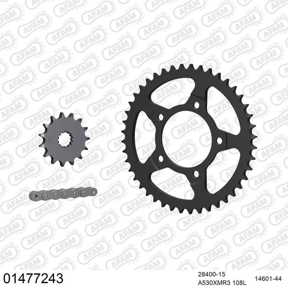 01477243 AFAM Kettensatz Stahl 530 XMR3 15x44 - Suzuki GSX-R 750 1988-89 - 01477243