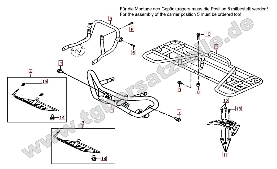 Stoßstange vorne - Gepäckträger hinten