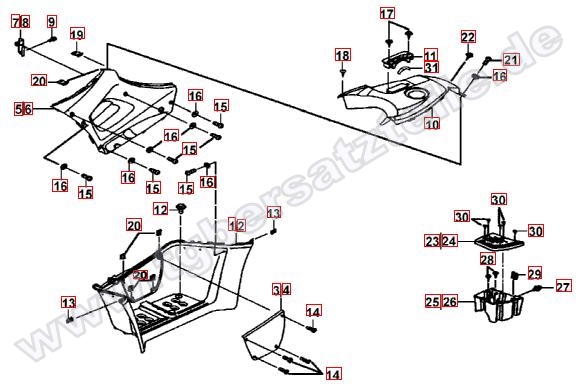 Fussstützen und Tankabdeckung