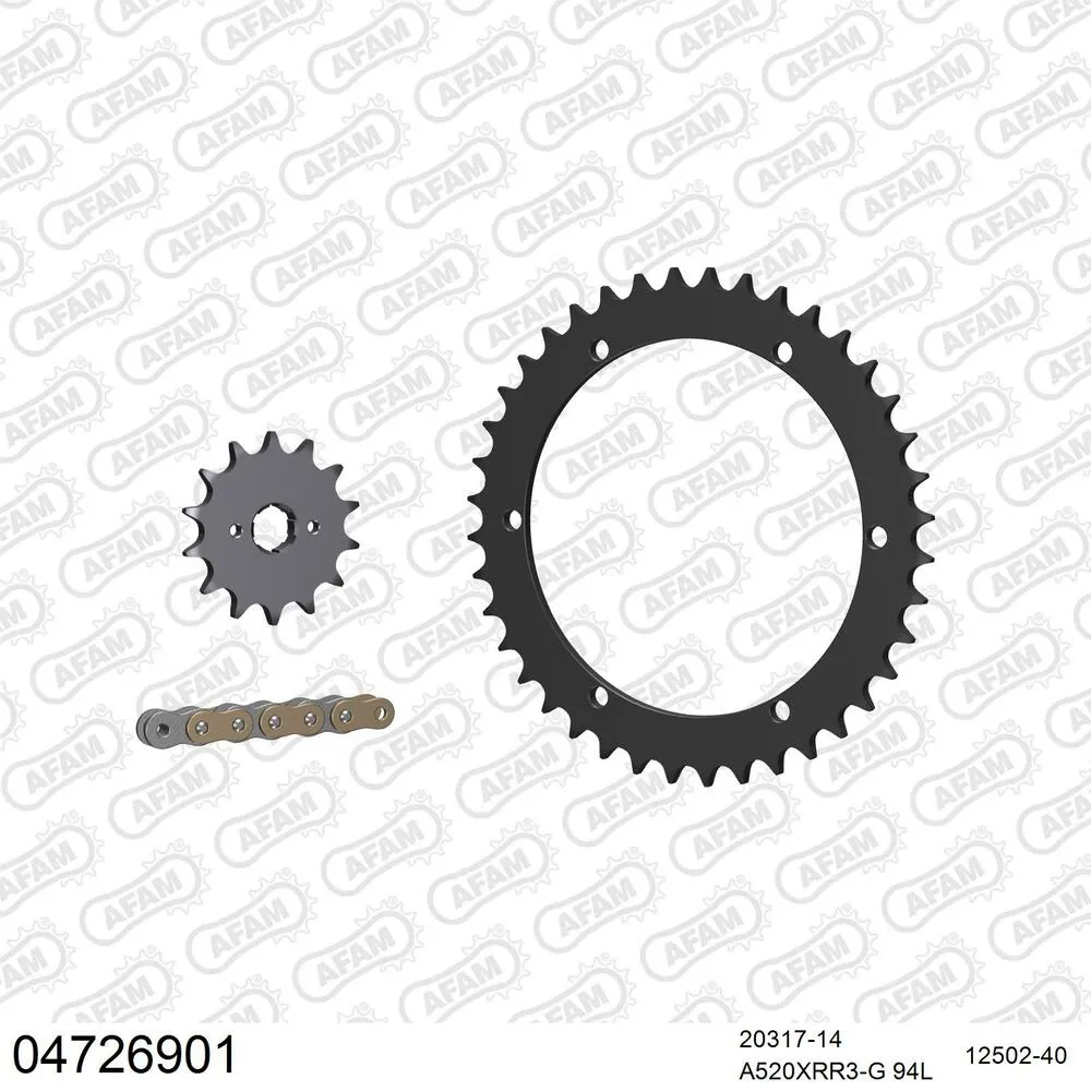 AFAM Kettensatz Stahl 520 XRR3-G 14x40 - Derbi DXR 250 Quad 2004-05 - 04726901