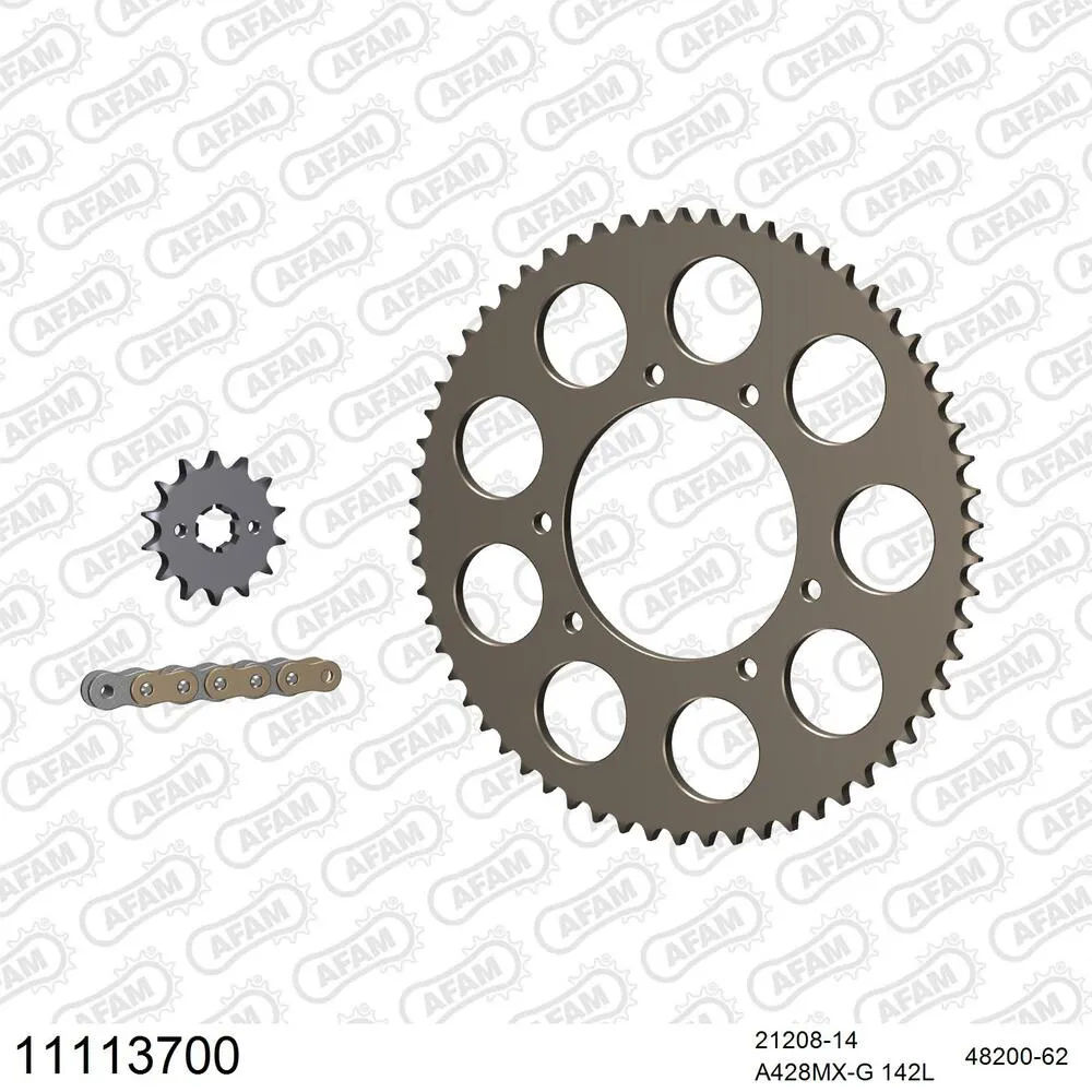 AFAM Kettensatz Aluminium 428 MX-G 14x62 - Hm-honda CRE F 125 Baja 2011-16 - 11113700