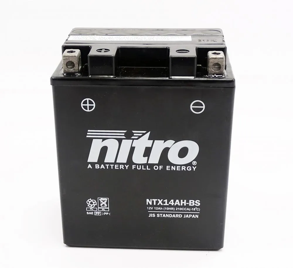Nitro_NTX14AH_BS_AGM_Batterie_12V_12AH___Einbaufertig_1 Nitro NTX14AH-BS / YTX14AH-BS AGM Batterie 12V 12AH - Einbaufertig (YB14A-A2)