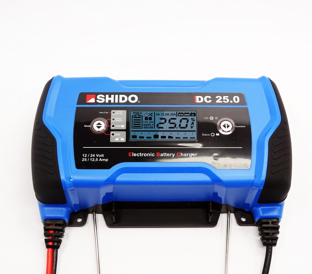 Shido DC 25.0 Batterieladegerät 12V + 24V  5A / 12.5A / 25A für Blei-Säure + Lithium Batterie