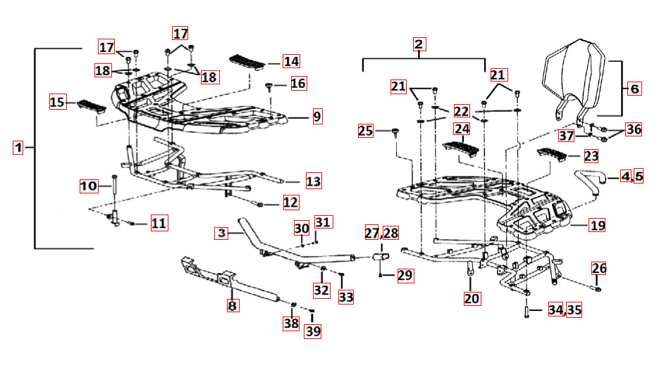 Gepäckträger hinten und vorne Plastik
