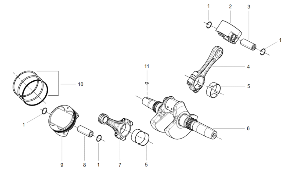 Kolben, Kurbelwelle, Pleuel