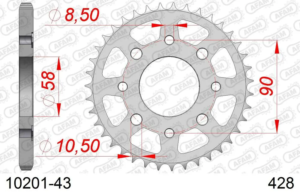 10201-43 AFAM Kettensatz Stahl 428 R1-G 15x43 - Honda XL 125 1978-79 - 01013501
