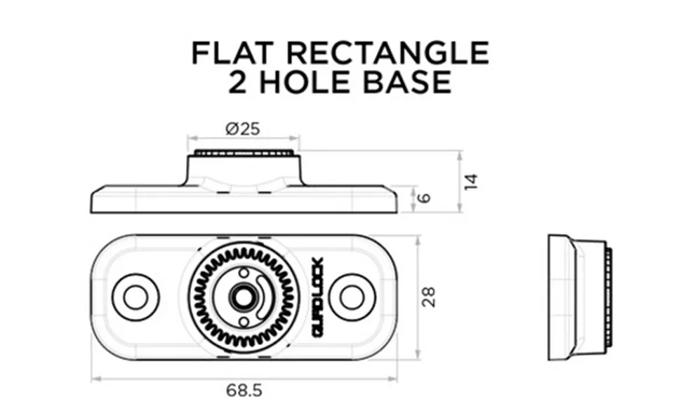 2-Bohrungen-quad-lock-Halterung Quad Lock 360 2-Loch Rechtecksockel