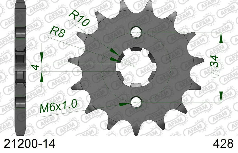 21200-14 AFAM Kettensatz Stahl 428 XMR2-G 14x52 - Yamaha XSR 125 2021-23 - 01213103